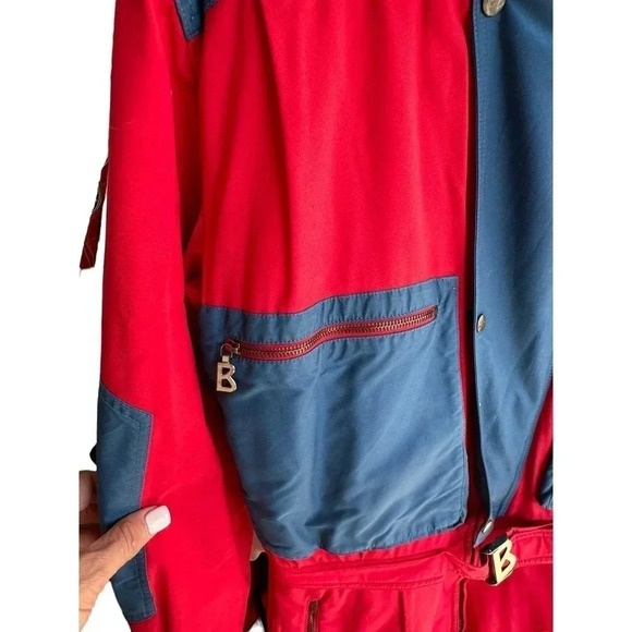 Bogner Red Navy Long Sleeve Front Zipper USA Made Snow Bunting Ski Suit Size 38 - Picture 11 of 12